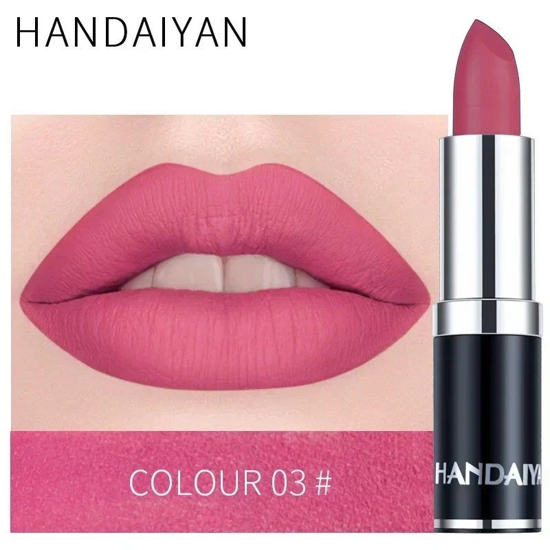 HANDAIYAN 12 colores mate lápiz labial hidratar impermeable terciopelo Sexy brillo de labios Color Popular duradero Venta caliente lápiz labial de moda