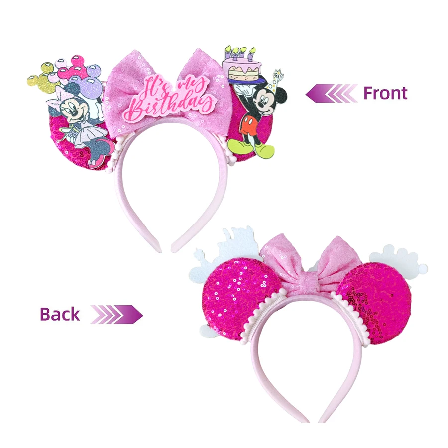 Newest Minnie Ears Headband Birthday girl Festival Party Sequins Bow Kid Adult Hairband Women Girl Hair Accessories Gift