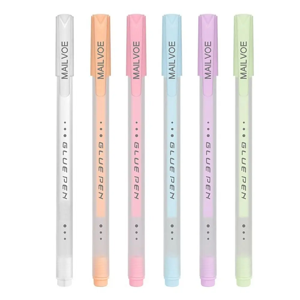 6PCS/Set Glue Pen Candy Color Quick-Dry Dot Glue Sticks High Viscosity Dispensing Pen Cute Paper Glue School Stationary