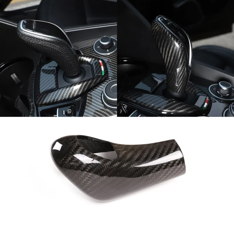 

Настоящая крышка ручки переключения передач на центральной консоли из углеродного волокна для Alfa Romeo Giulia/Stelvio 2020-2021 гг., автомобильные аксессуары