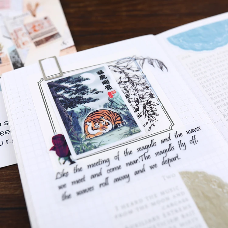 24PCS tiger Paper Lable Stickers Crafts And Scrapbooking Decorative Sticker DIY Lovely Stationery notebook