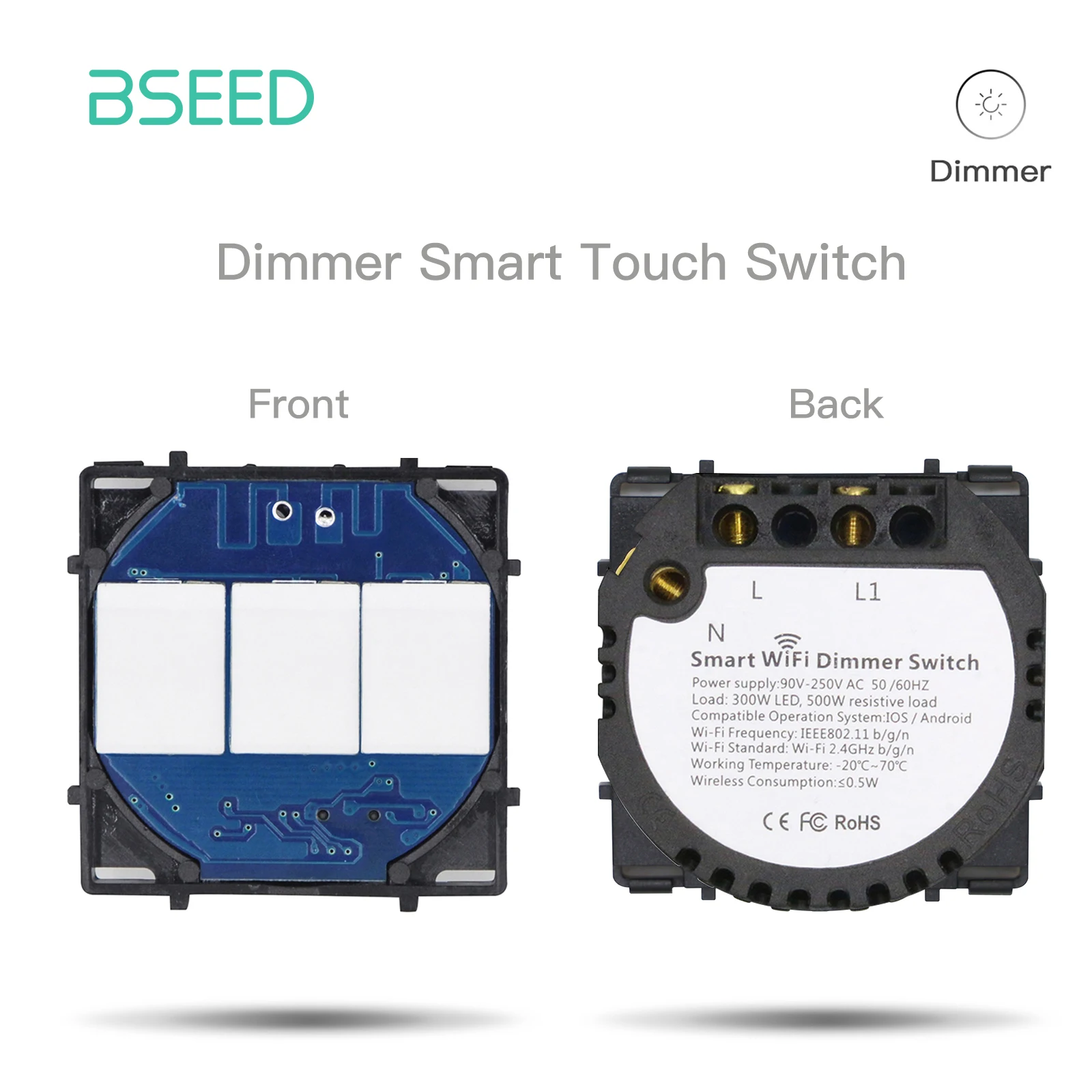 BSEED Smart Touch Schalter Funktion Schlüssel 1/2/3Gang 1/2/3Way WIFI Licht Schalter Basis DIY Teile Smart App Steuerung Neutral Erforderlich