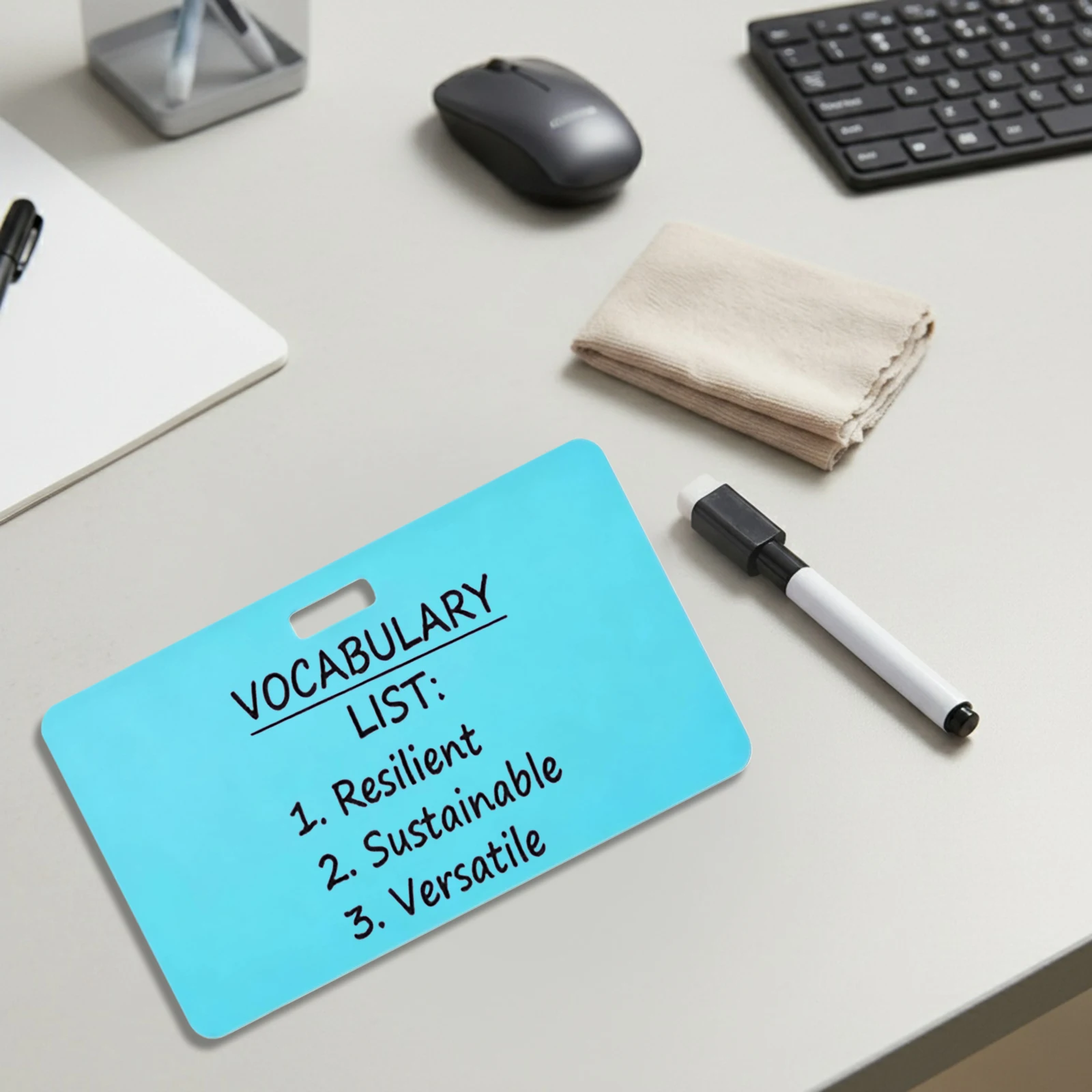 Silicone Erasable Badge Sticky Notepad Ballpoint Pen Write & Alcohol Wipeable Reusable Mini Erasable Whiteboard for Nurses Doctors Healthcare Professionals (Horizontal Blue) view 4