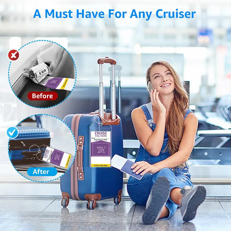 5PCS Waterproof Zipper Luggage Tag Clear Thick PVC Travel Holder With Stainless Steel Ring Cruise Trip Baggage Label Accessory
