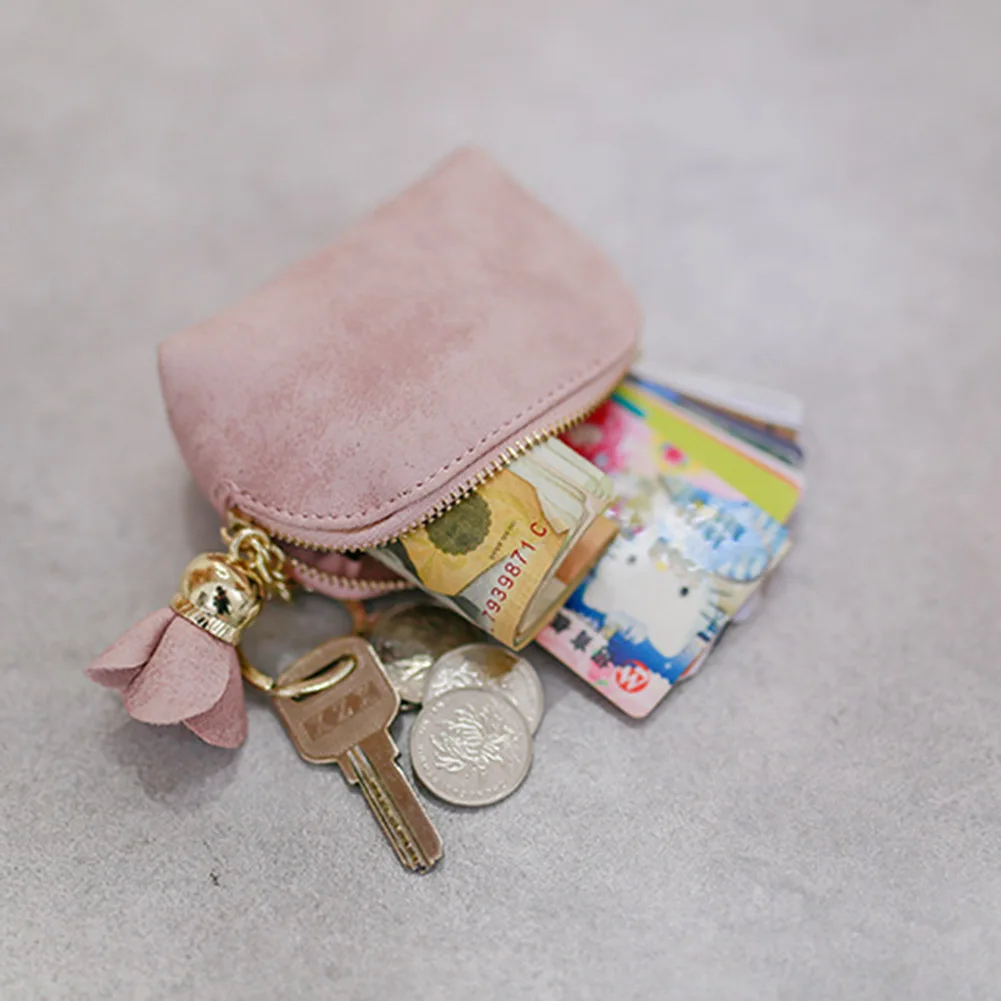 

Women Mini Coin Purse Small Wallet Suede Credit Card ID Holder Key Ring Organizer Ladies Change Clutch Bags Zipper Luxury Purse