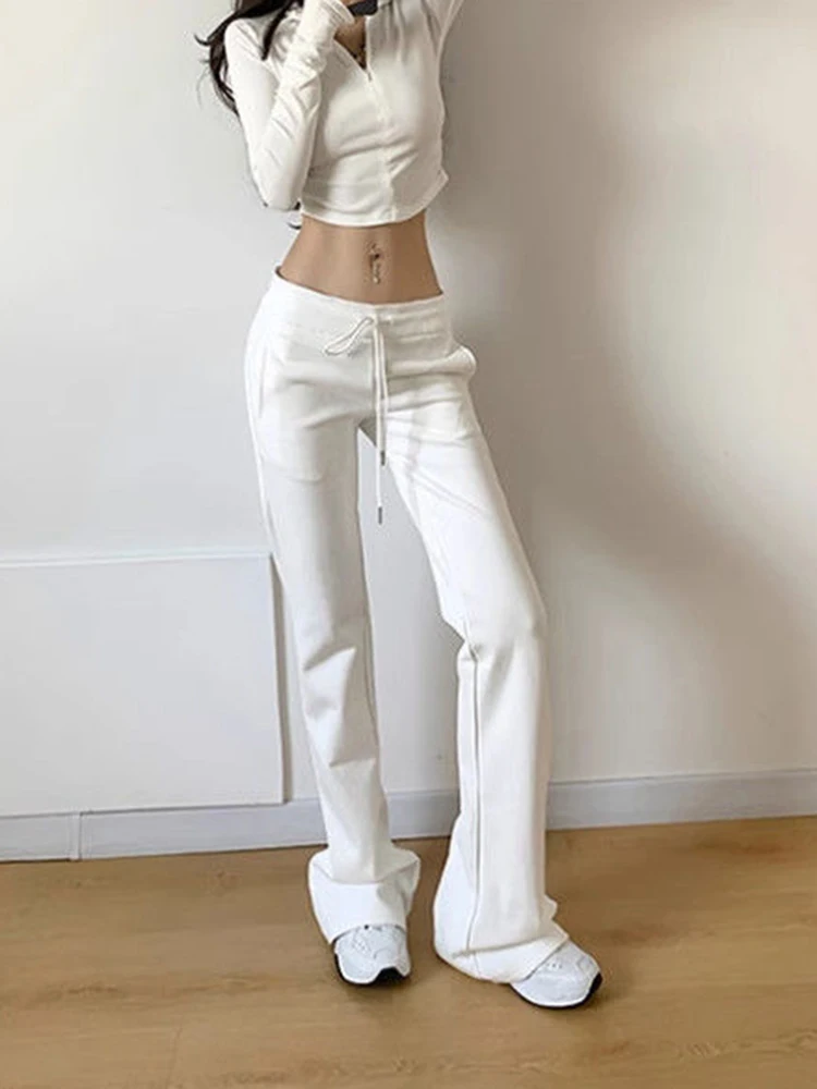 

Jmprs Casual Vintage Sweatpants Women Sexy Slim Low Waist Flare Pants Streetwear Female Retro Harajuku Korean Autumn Trousers