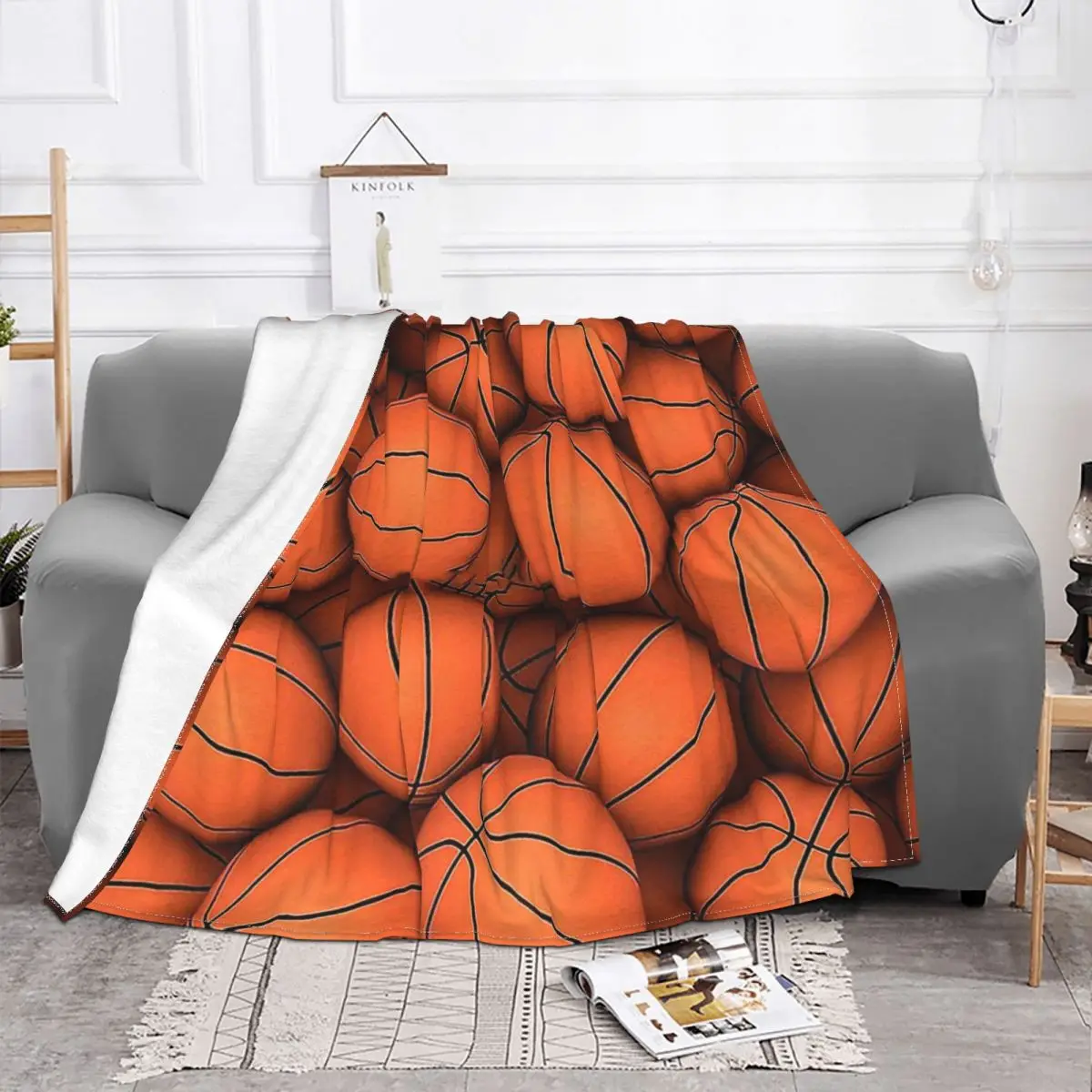 Hoops Blanket Flannel Summer Basketballs Multifunction Lightweight Throw Blankets For Sofa Couch Bedspread