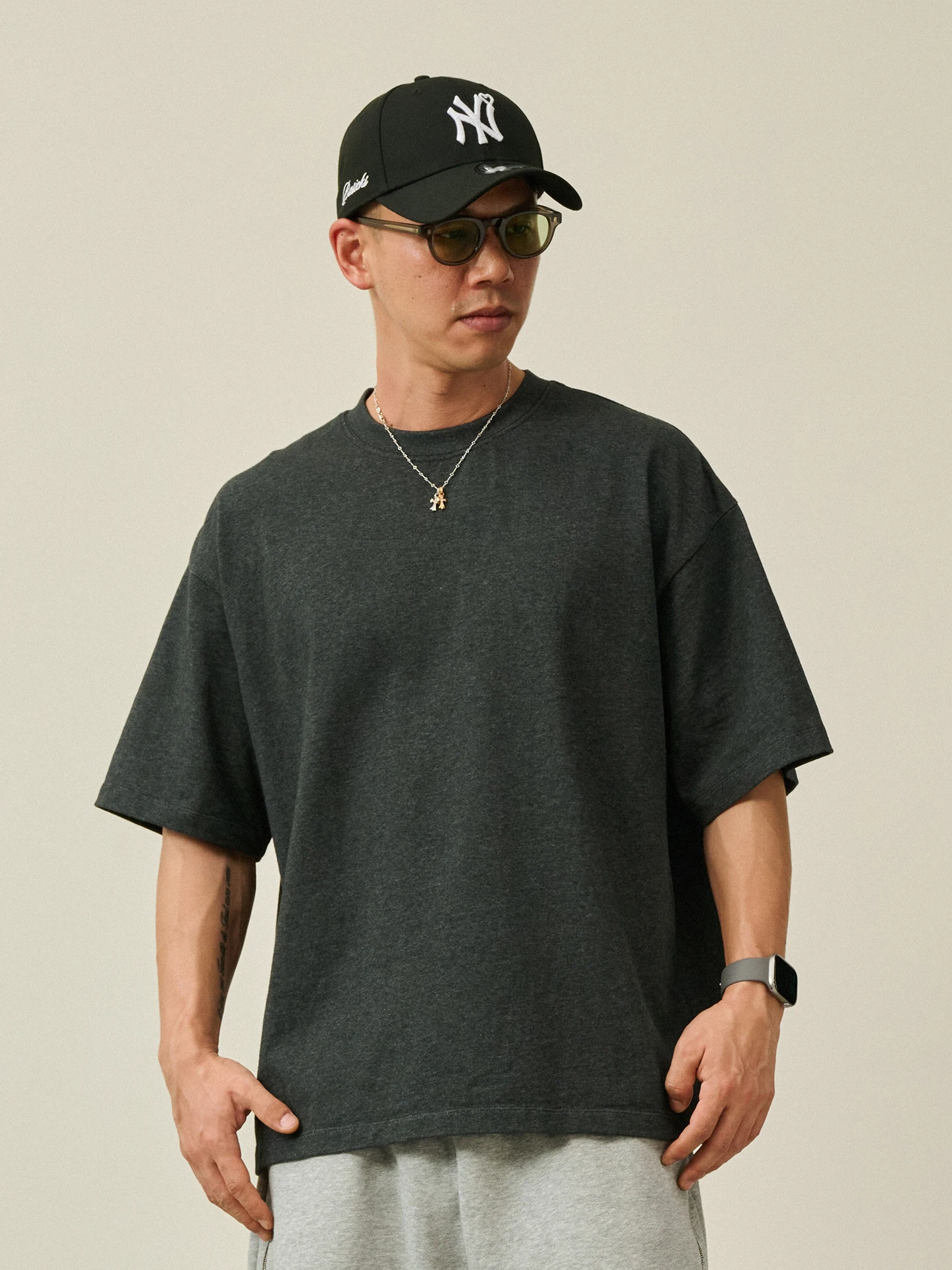 Broshood Bhood Japanese Style Minimalist Printed Logo Cotton Short Sleeve T-Shirt Loose Fit Basic Youth Fashion Summer Top