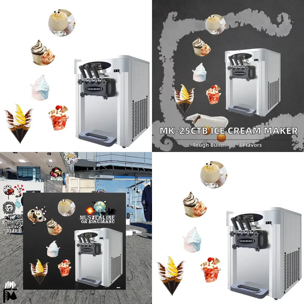 

SC-128 Factory Price 18L Automatic Soft Serve Gelato Ice Cream Making Machine With Three Flavors Cream Cart