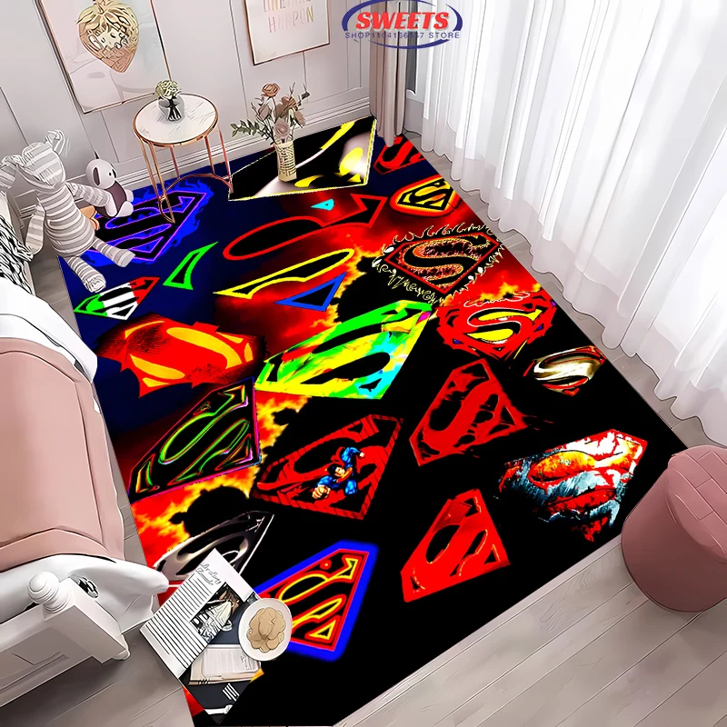 New! DC Superman Logo Carpet,Living Room and Bedroom Household Items, Children's Room Sofa Mat, Doormat Floor Anti-slip Rug,Gift