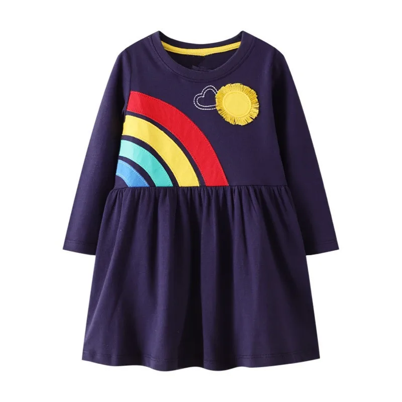 

Jumping Meters New Arrival Children's Girls Dresses Pockets Long Sleeve Cartoon Baby Clothes Princess Girls Frock Costume