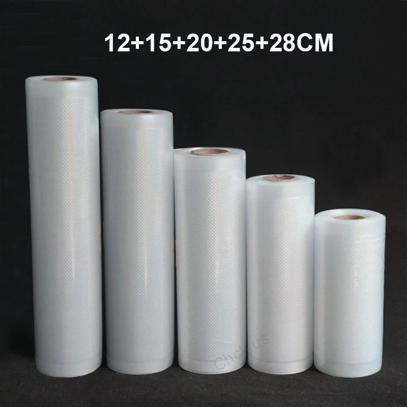 Vakuumbeutel für Lebensmittel-Vakuumierer, Langlebige Frischhaltung, 12+15+20+25+28cm*500cm Rollen/Set, Beutel für Vakuumiergeräte