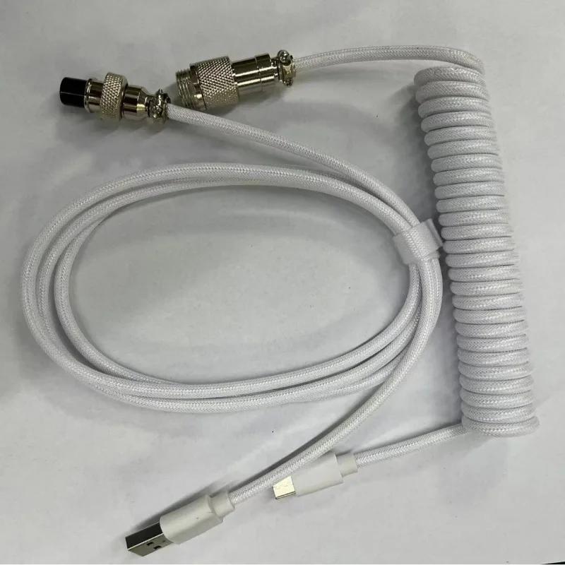 

DIY GX16 Aviator USB Cable - Coiled Spring Data Cable for Gaming Keyboards, High-Speed Sync, Double-Sleeved