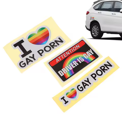 I LOVE GAY PORN Car Stickers Funny LGBTQ Rainbow Decoration Warning Reflective Decal Personality Trunk Bumper Sticker