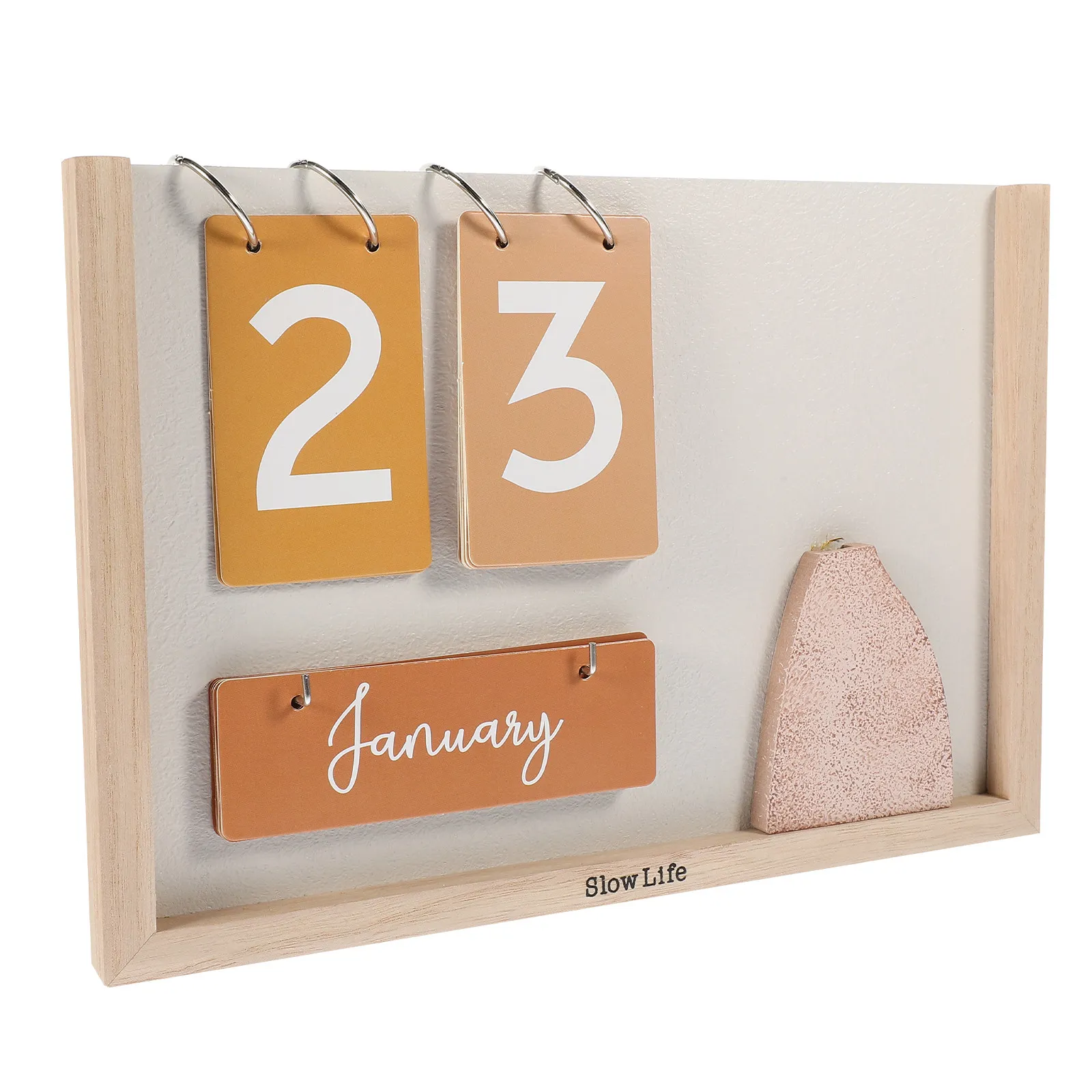 

Wooden Desk Calendar Rustic Standing Perpetual Tabletop Calendar for Home Office Decor Creative Reusable Date Planner Desktop