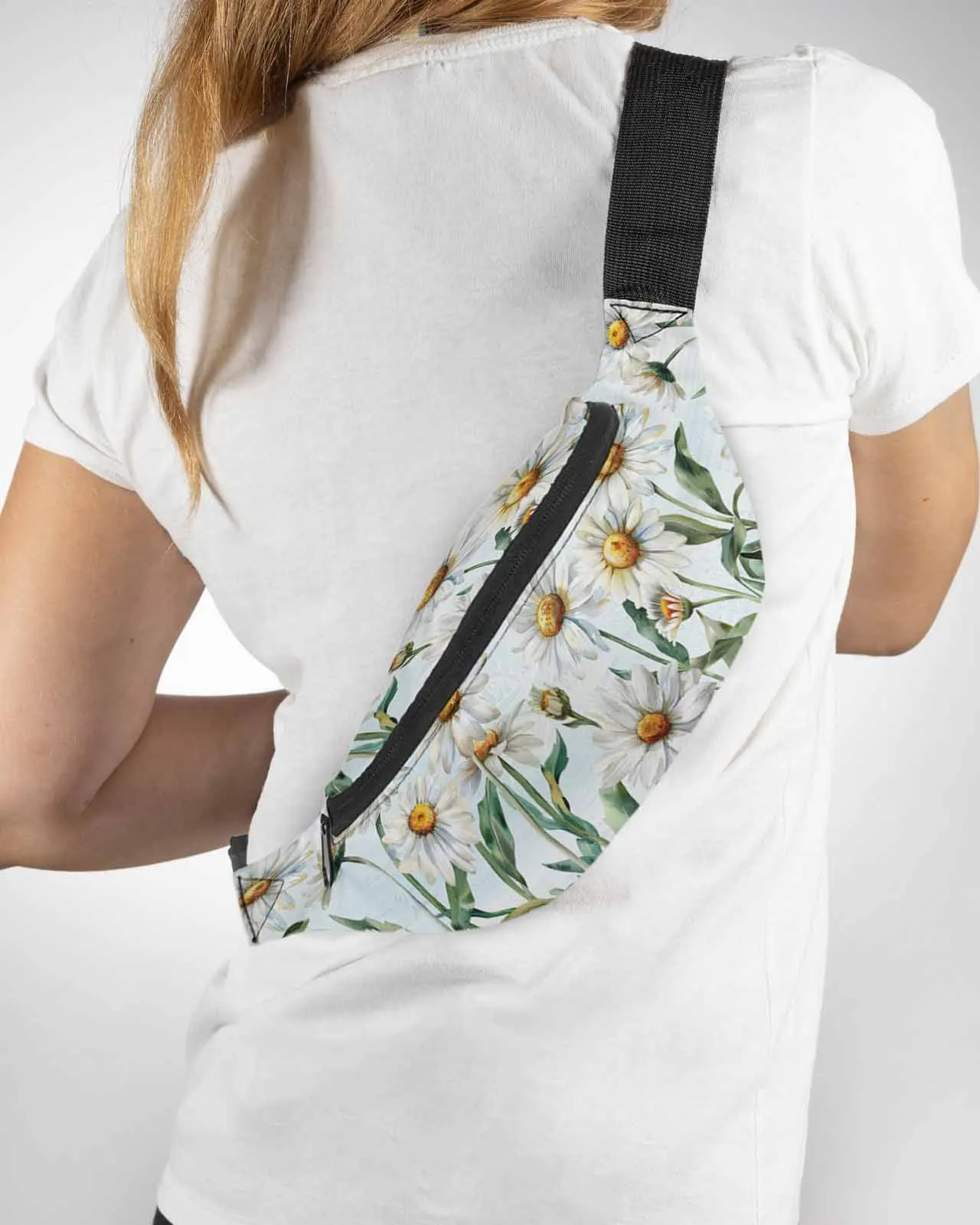 

Spring Plants Daisies Flowers Pastoral Breeze Blue Phone Belt Bag Wallet Pouch Waterproof Waist Bag Fanny Pack for Women Men