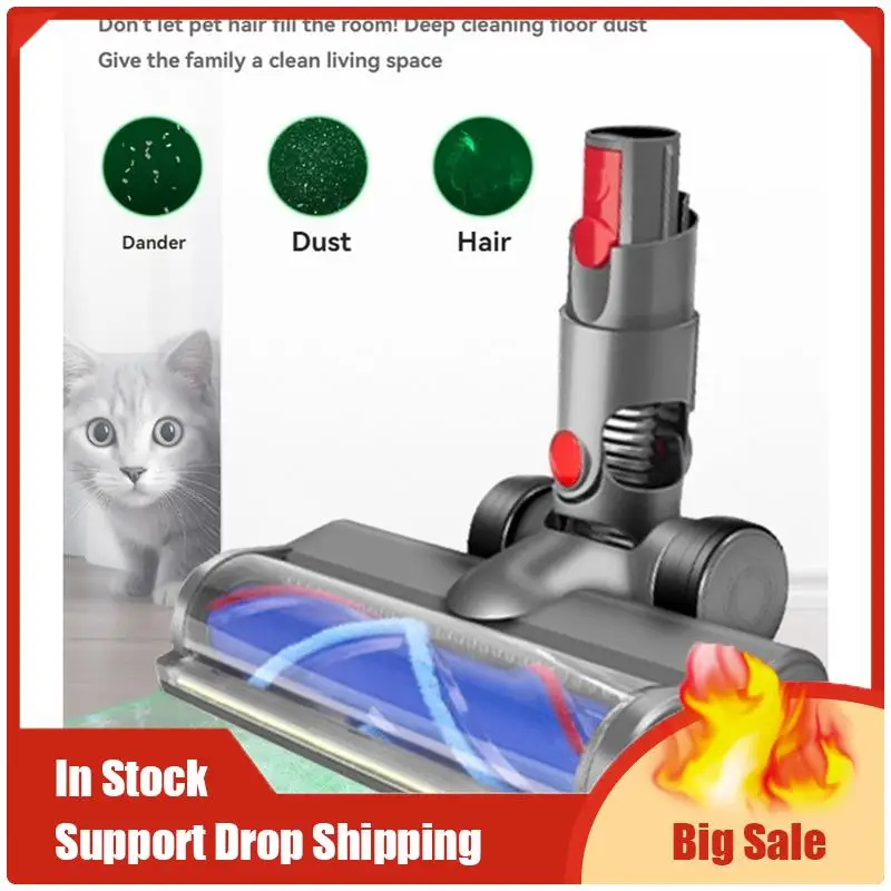 

Top Deals Quick Release Motor Head Cleaner Brush For Dyson V10 Slim V12 Slim Vacuum Attachment With LED Dust Lights For Hard Fl