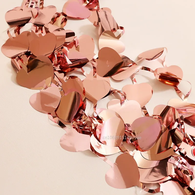 2M Love Heart Party Background Wedding Decoration Foil Curtain Sequin Wedding Photo Backdrop Valentine\'s Day Birthday BabyShower
