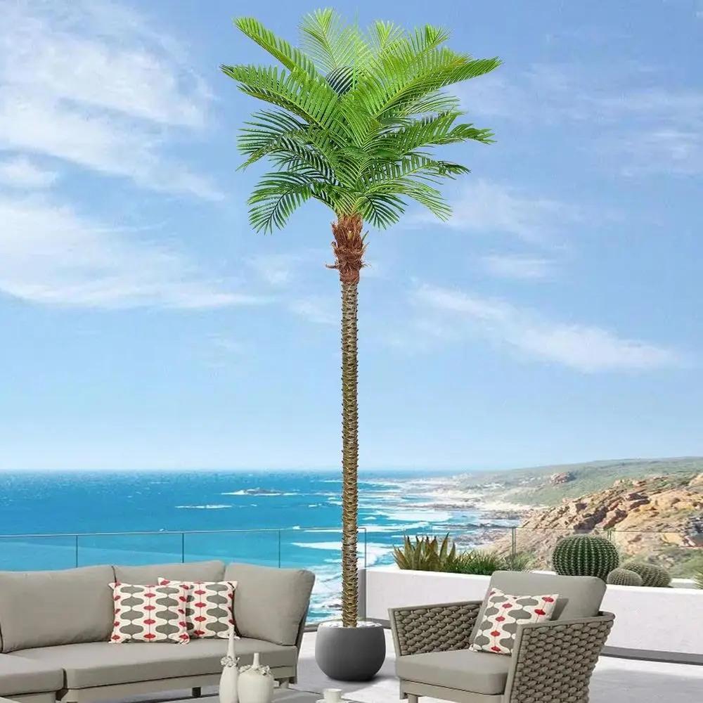 

Искусственная тропическая пальма «Тройной Феникс» высотой 11,5 футов (3,5 м) с 21 листом, высотой 138 дюймов (3,5 м), большая искусственная пальма для патио, у бассейна, сада, дома