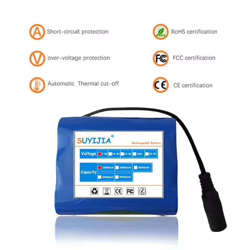 بطاريات Au ليثيوم 8.4 فولت 10 أمبير 2s3p 18650، BMS إنترجري صب لومييرز دي فيجلو 7.4 فولت 8.4 فولت، لوميريز دي بيش إت باتو تيليكوماندرس