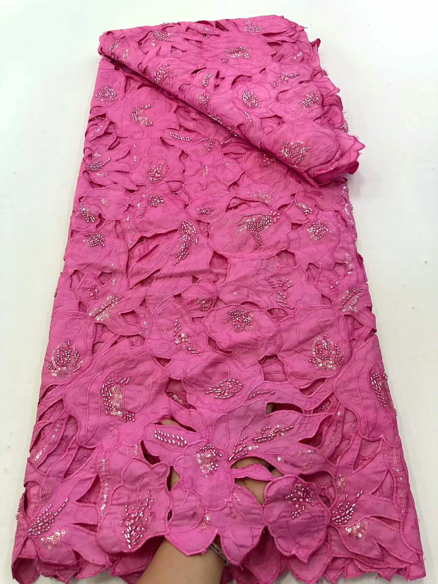 

Роскошная шифоновая африканская гипюровая кружевная ткань 2026 года, вышитое кружево из Нигера для женских вечерних платьев и шитья