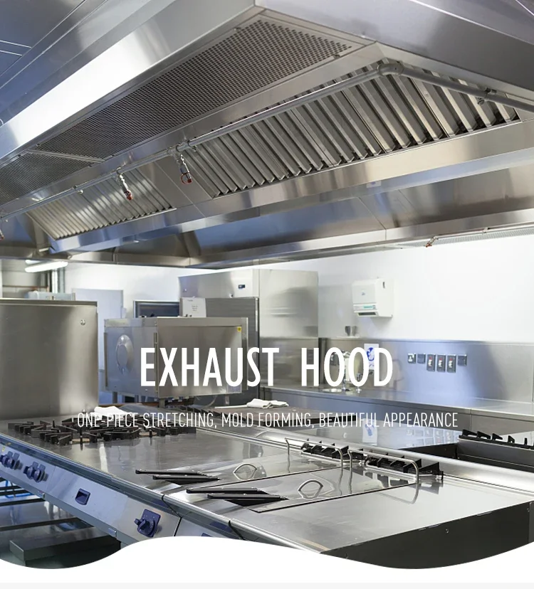 American Restaurant Hotel Cooker chimney Hood Industrial Customized stainless steel kitchen air range hood Factory