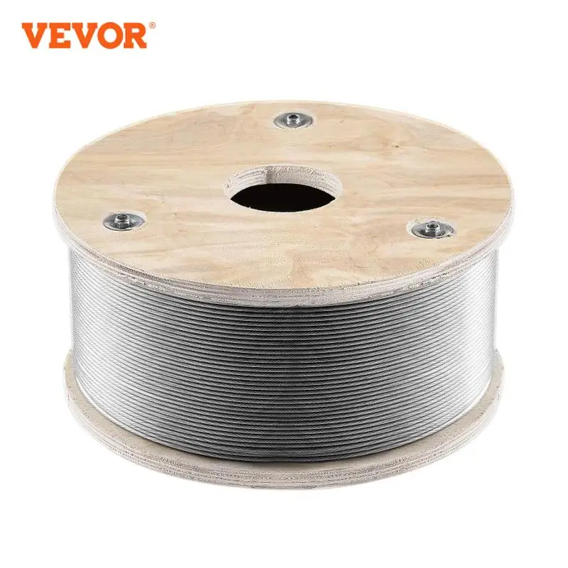 VEVOR 500 1000Feet Steel Wire Cable 316 Stainless Steel Rope 1/8Inch 1760lbs Breaking Strength 1x19 Construction for Home DIY