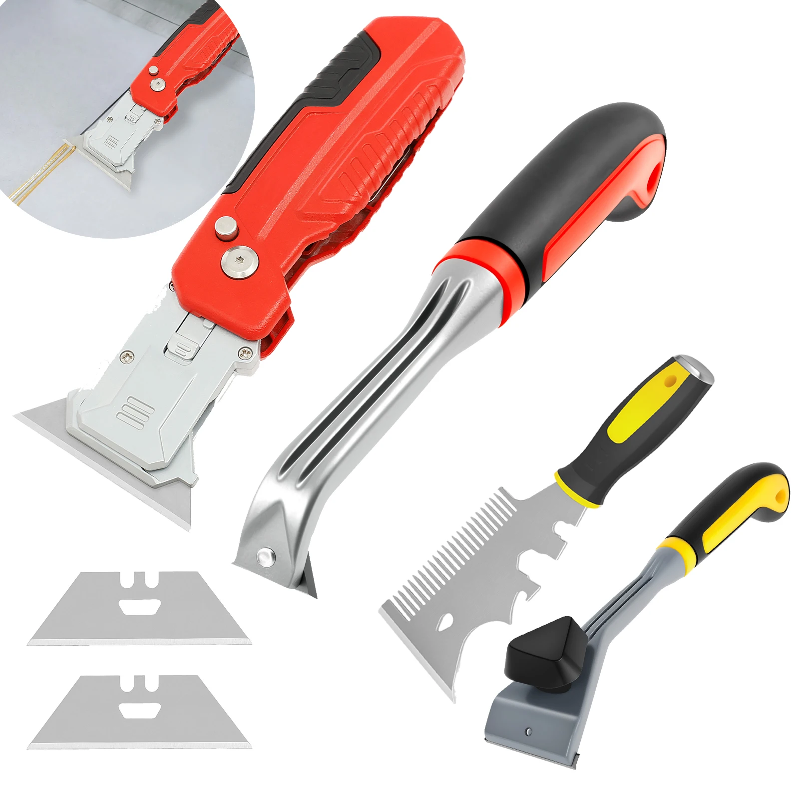 

Folding Utility Knife and Scraper with Rotating Knife Head Wallpaper Scraper Paint Roller Cleaner Tool for Sufficient Cleaning