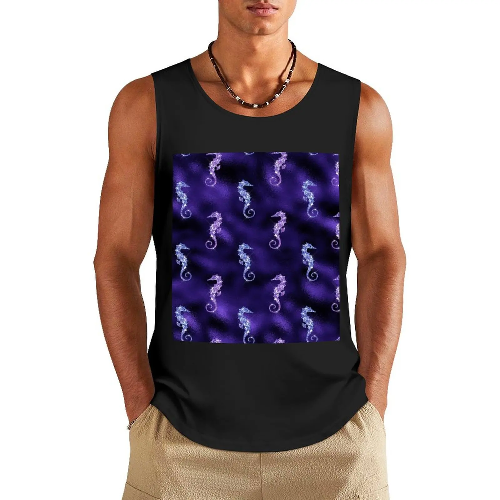 

Pretty Purple Seahorses Tank Top muscle t-shirt men clothes Gym man