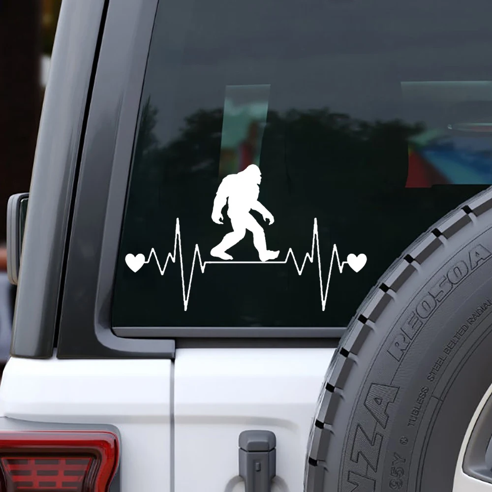 Bigfoot Sasquatch heartbeat lifeline Car Styling Camper Decals Vinyl Accessories Tunning Parts Decoration For Peugeot