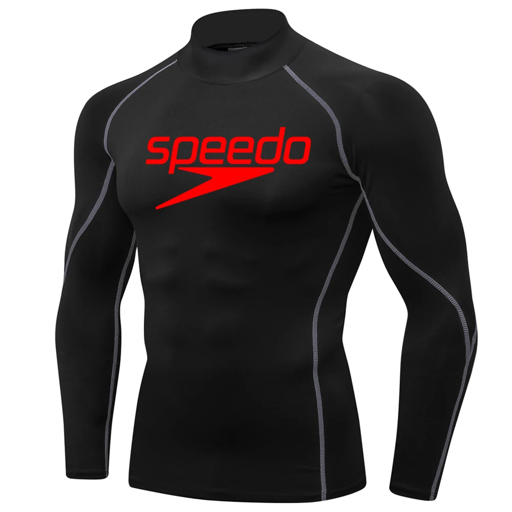 Men Swimming TightsT Shirt Surf Rash Guard Long Sleeve Protection Basic Skins Surfing Diving Swimsuit Tees Rashguard Gym Clothes image 3