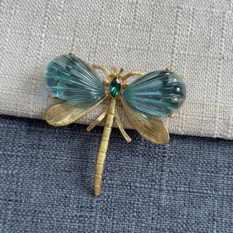 

Fashion Jewelry Retro European-Style Green Dragonfly Brooch with Rhinestones for Women Unique Birthday Gifts