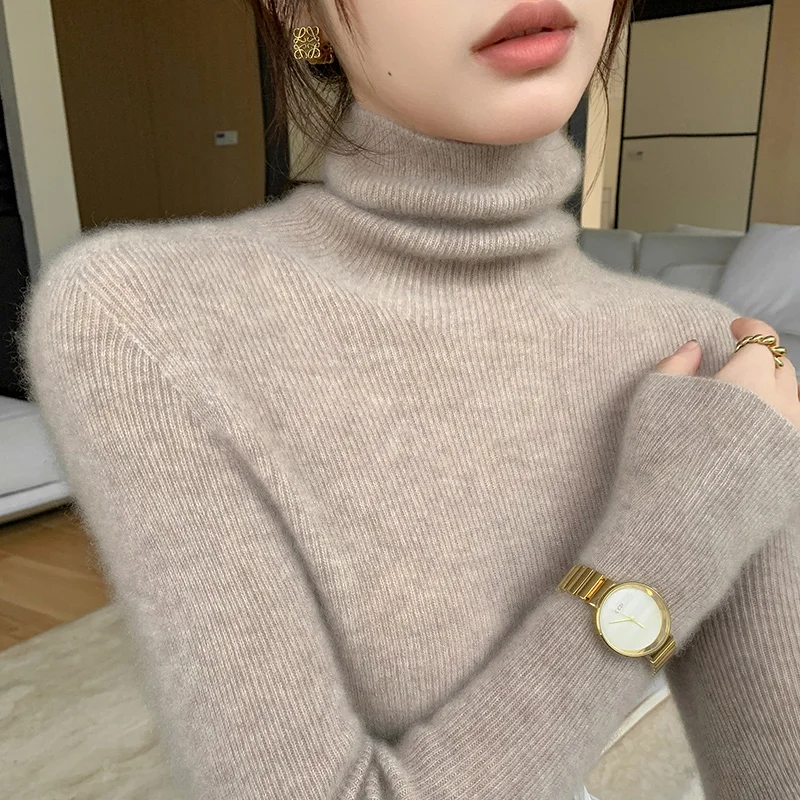 

Knitted Sweater Women Pullovers New Long Sleeve Turtleneck White Knit Sweater Pullover Women Tops Sweaters Women Clothing Q1130
