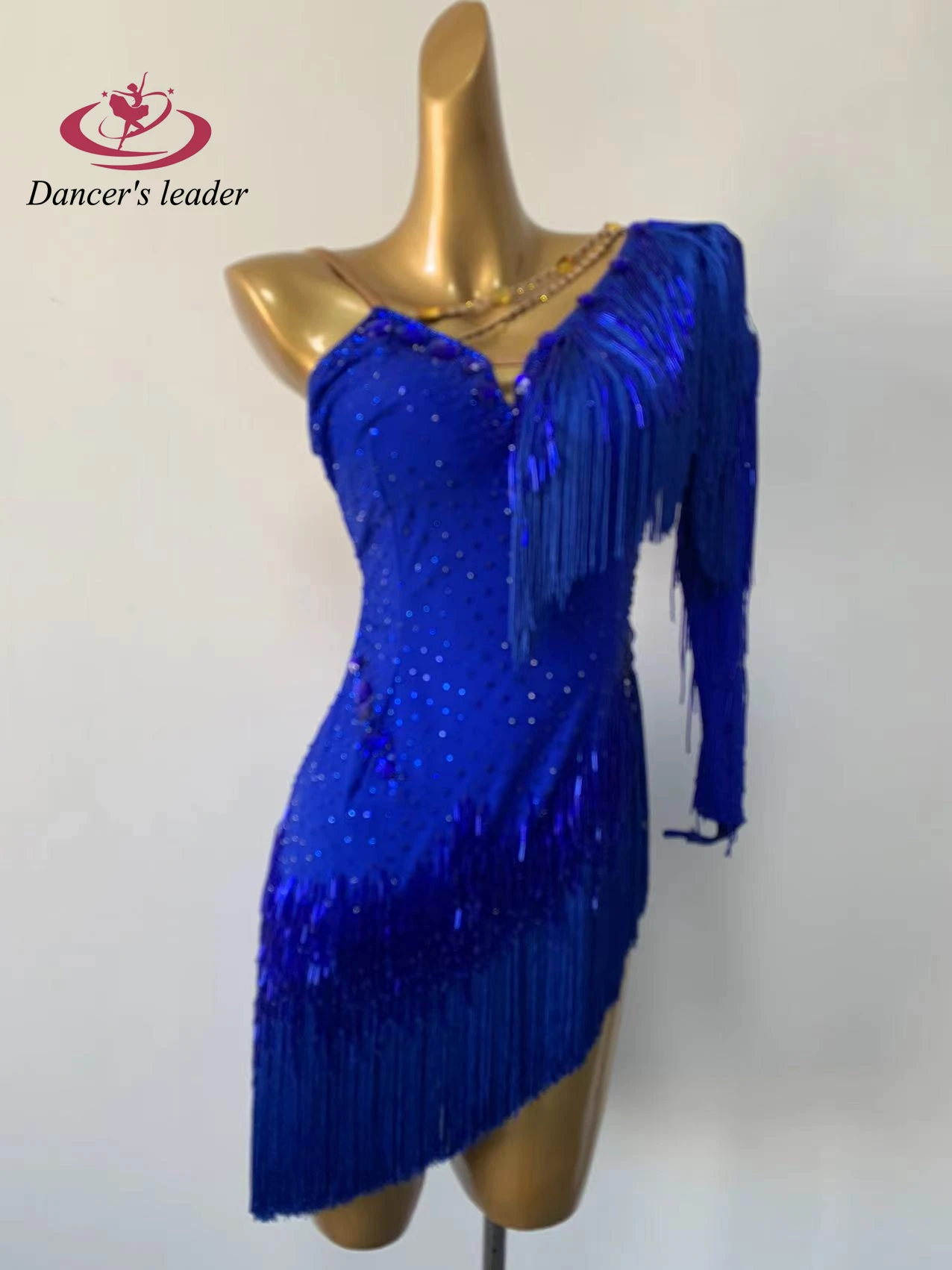 

Latin Dance International Stage Women's Wear High end Customized Slanted Tassel Skirt Samba Diamond Performance Dress