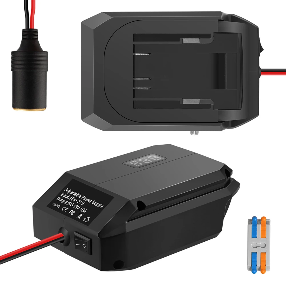 For Camping Glossy Black 18V Battery Adapter Easy To Use Input DC15-21V Lightweight And Portable Non-deformable Design