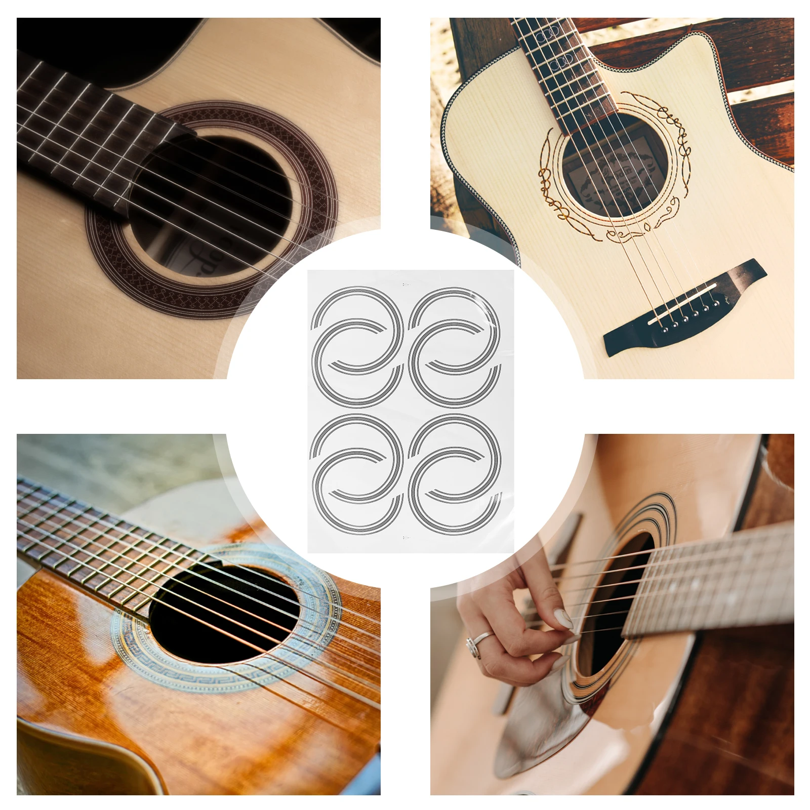 

8 Pcs Acoustic Guitar Oral Flower Sticker Hole Decal Self-adhesive Sound Inlay Stickers