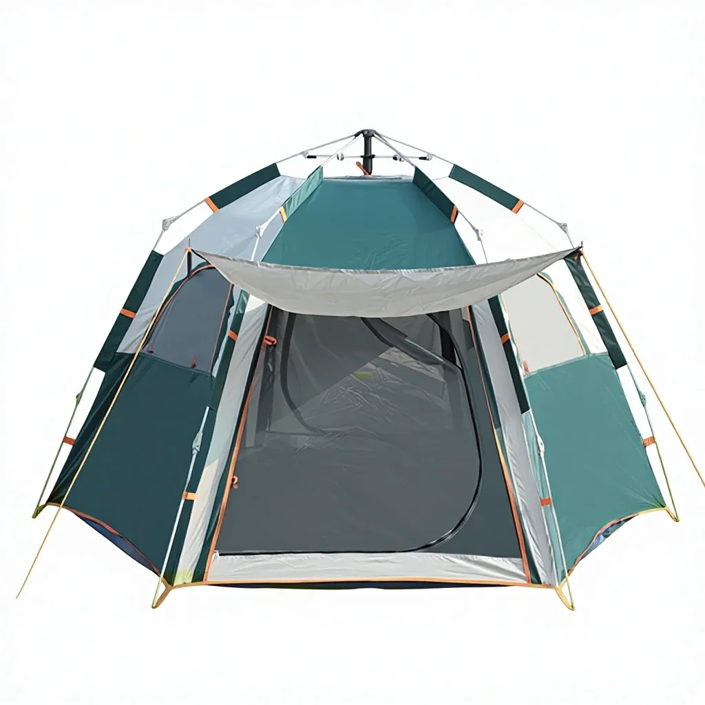 ge-Easy Setup Tent Outdoor Portable Folding Automatic Rainproof Hexagon Thickened Camping Tent