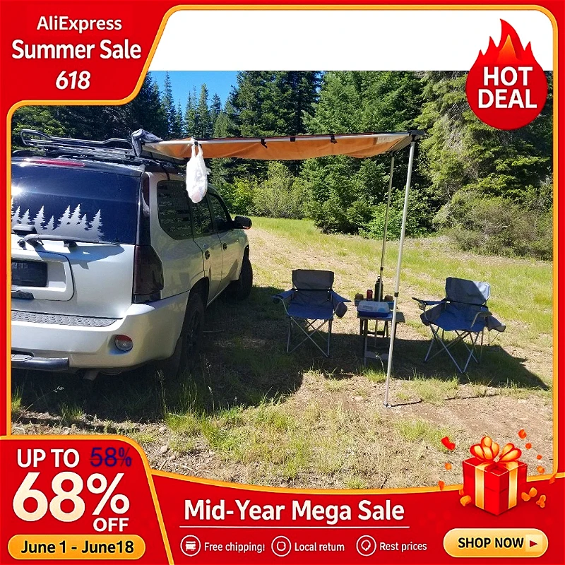 Retractable Awning 1250 x 2100 mm 4x4 Accessories, selfStanding Retractable awnings fit onto the Side of Most roof Racks, Custom
