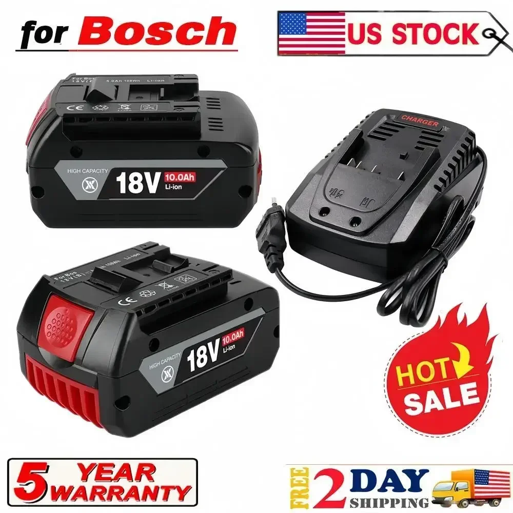 

Original 18V 6Ah-10.0Ah Rechargeable Li-ion Battery For Bosch 18V Power tool Backup Portable Replacement BAT609 Indicator light