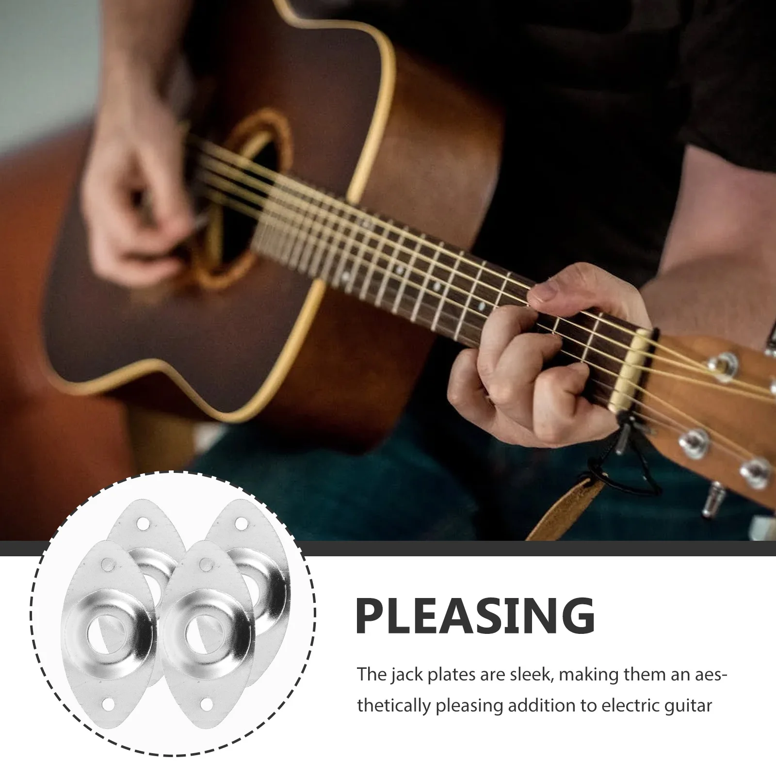 

4pcs Electric Input Plates Metal Socket Covers Replacement Repair Parts For Guitar Upgrades Oval Output Jack Plate Cover Cat Eye