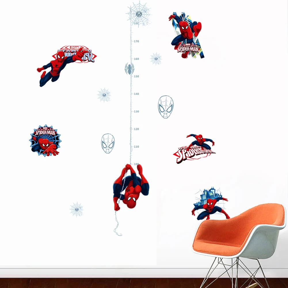 Spider Man height ruler Wall Sticker Creative Printed Superhero Spiderman Vinyl Wall Decal for Kids Room Bedroom Home Decor art