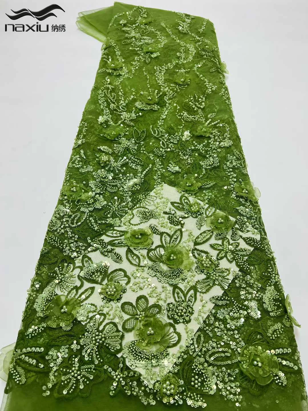 

Мэдисон, нигерийская высококачественная тюлевая кружевная ткань с бусинами и блестками, роскошные 3D африканские ткани, 5 ярдов, сетчатая сетка для платья