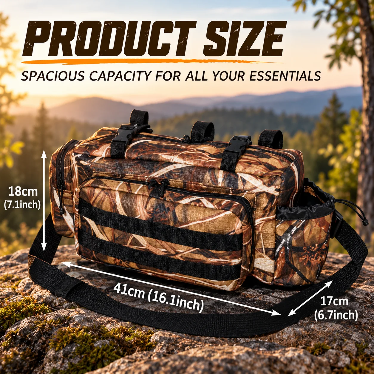 Hunting Fanny Pack with Front Storage Bag, Multiple Pockets, Tree Stand & Climbing/Ladder Stand Compatible