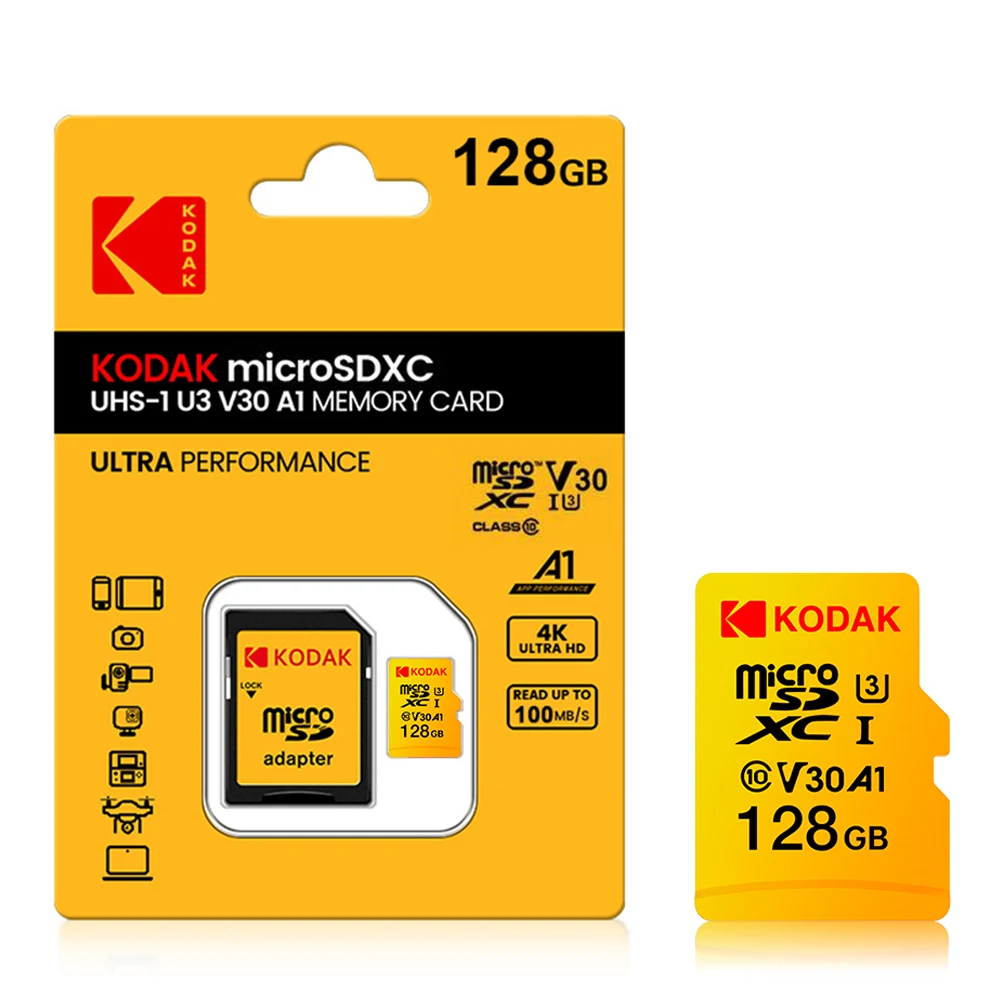 

KODAK Original Micro SD Card 32GB 64GB 128GB U3 4K Flash Card 256GB 512GB Large Capacity Memory Card For Phone Camera Tablet PC