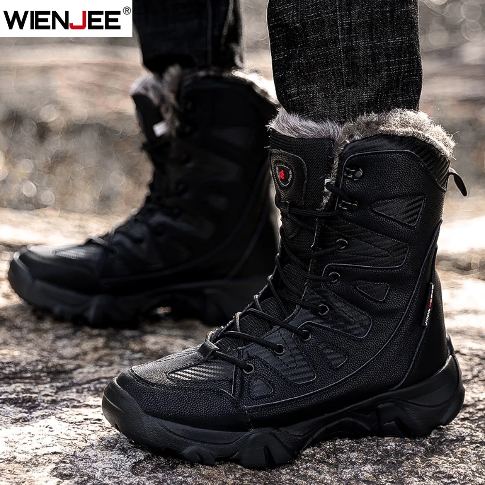 Winter Waterproof Men Boots Plush Super Warm Snow Boots Men Sneakers Ankle Boots Outdoor Men's Desert Boots Botas Hombre view 3