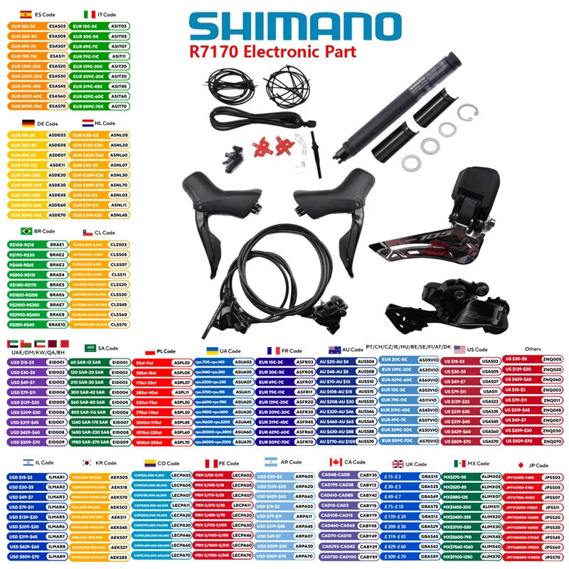 

Shimano 105 Series Di2 Groupset R7170 Without Crankset/Electronic Part 2x12s For Road Bike No Crankarm No Chainring Original