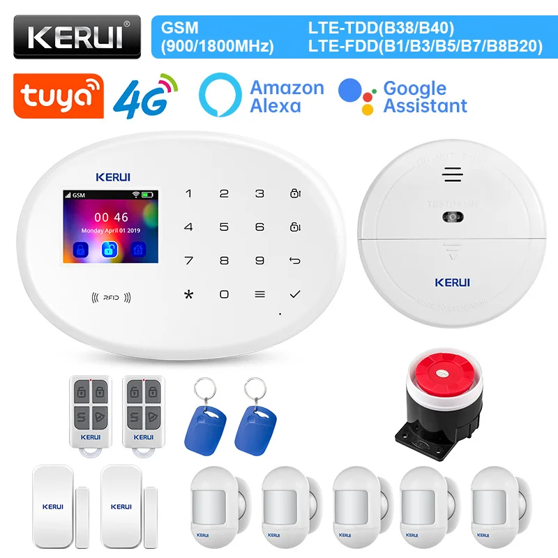 

KERUI 4G Alarm Panel WIFI W204 Home System Kit RFID Card Tuya Smart Control Security System