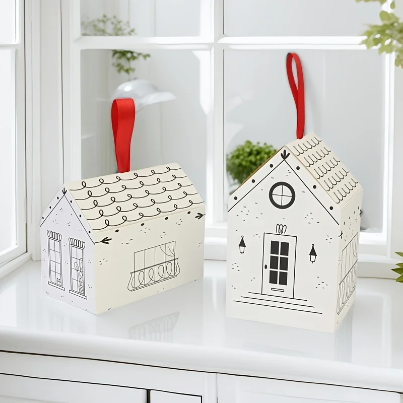 24 mini boîtes cadeaux en forme de maison, boîtes à dragées multi-occasions pour fêtes, anniversaires, mariages, Noël, Halloween, emballage de vêtements et bonbons