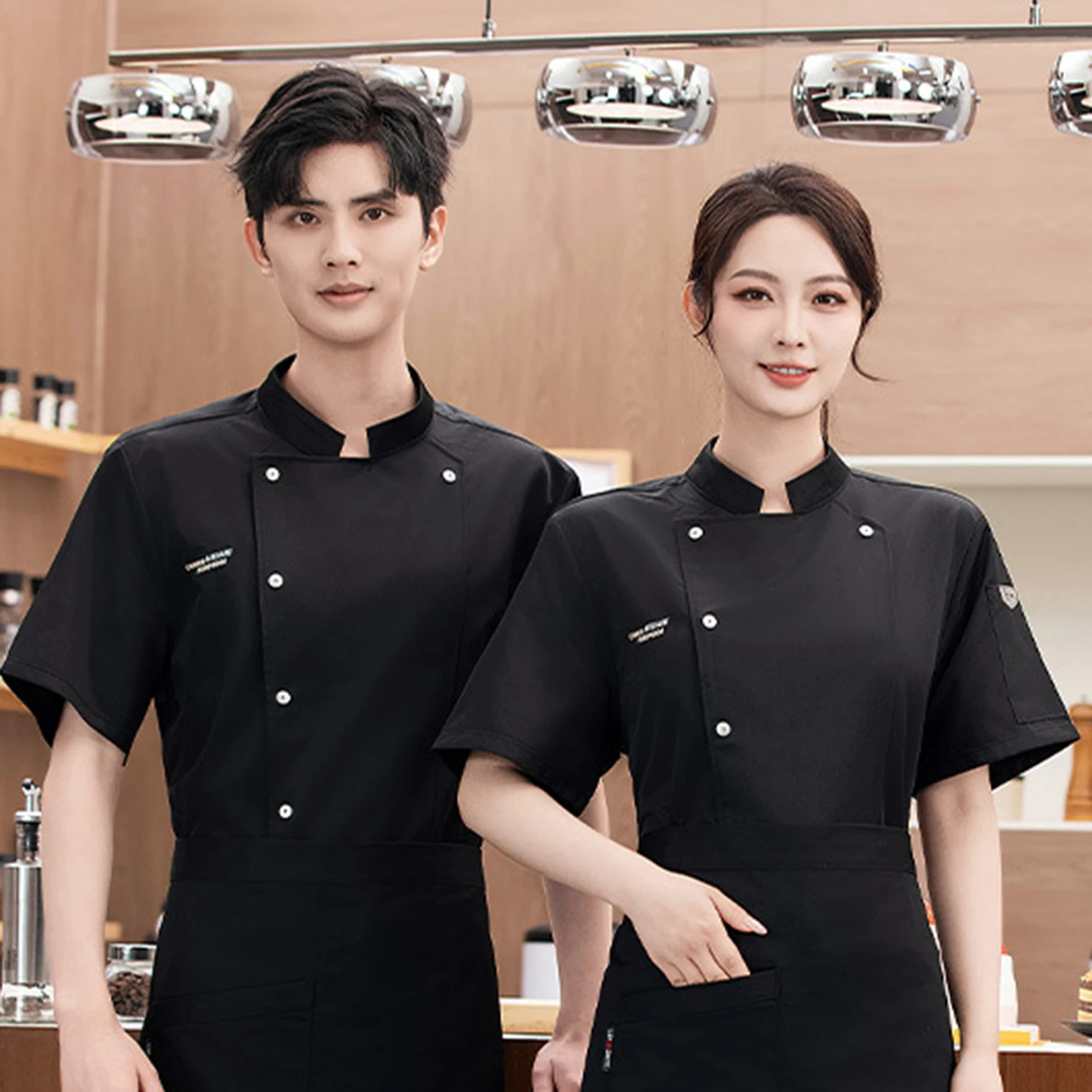 New Chef Jackets for Men Women Short Sleeve Cook Shirt Solid Chef Uniform Bakery Restaurant Waitress Waiter Uniform Tops