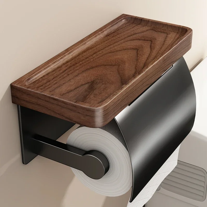 walnut toilet roll holder